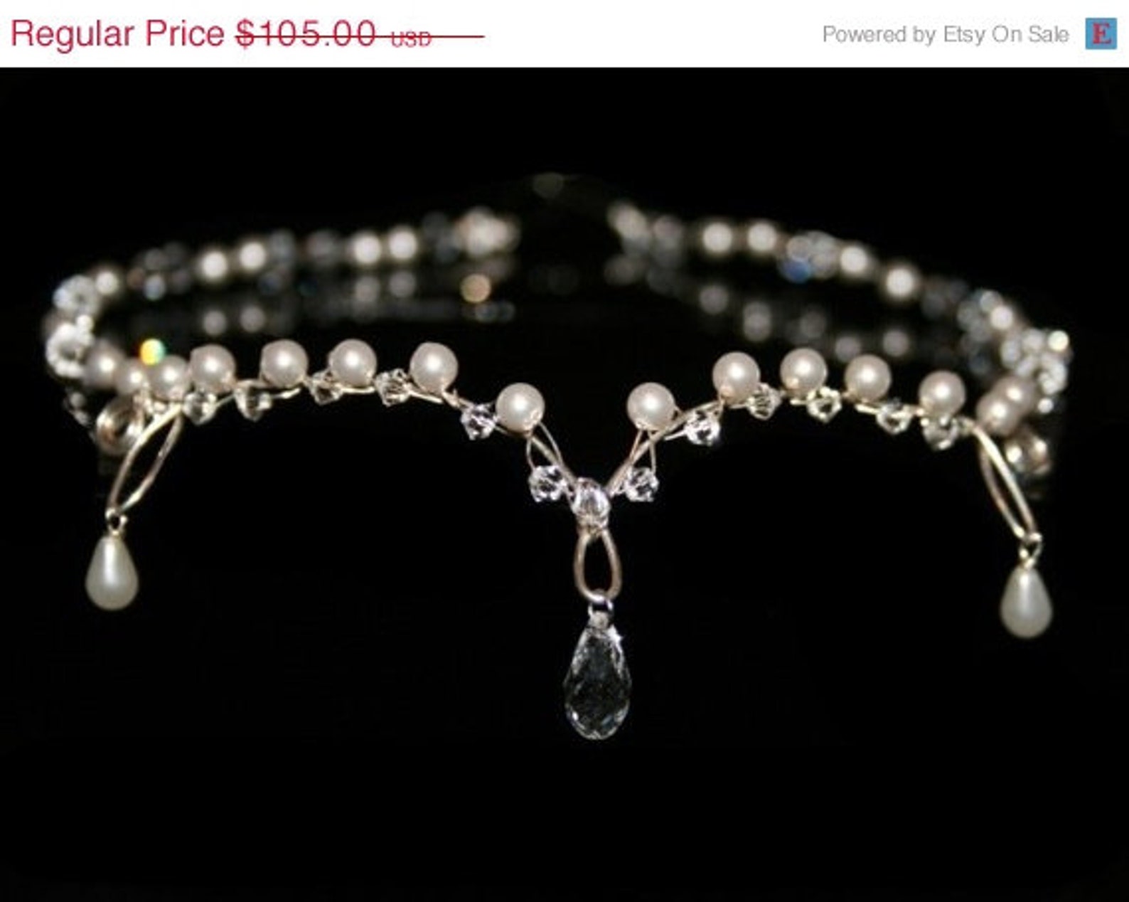 Bridal Circlet Headwrap Forehead Necklace Tiara in Crystal and Etsy