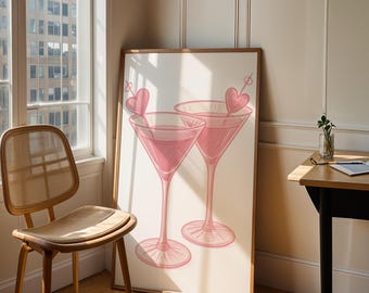 Pink Martini Wand Kunst Druck Martini Poster Martini Wand Kunst Aquarell Druck Martini Print Bar Cocktail Poster Minimalistisches Bar Dekor