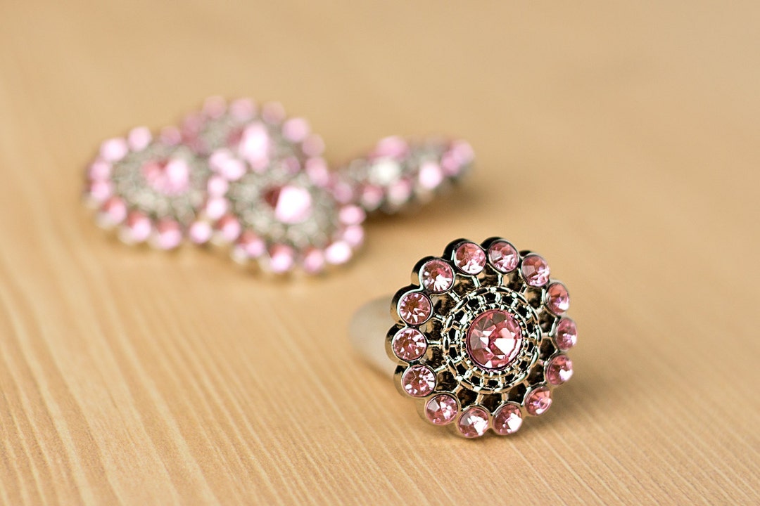 Light Pink Rhinestone Button 5 Acyrlic Rhinestone Buttons Chloe Button