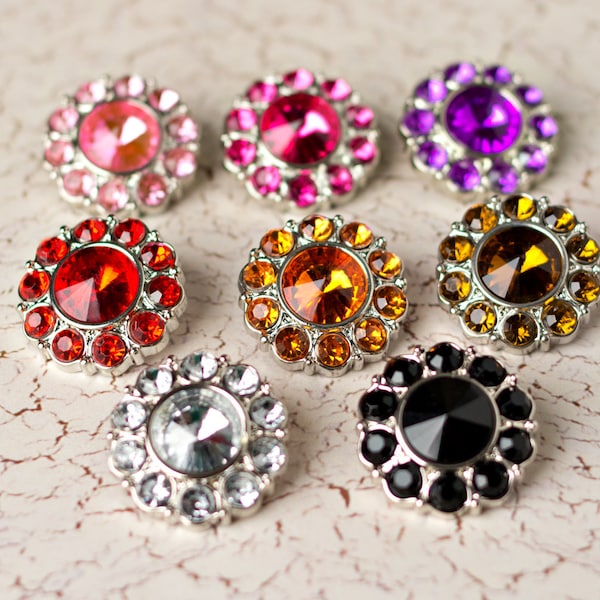 5 Rhinestone Buttons - Several Colors Available - Lauren Button - 25mm - Plastic Buttons - Acrylic Buttons