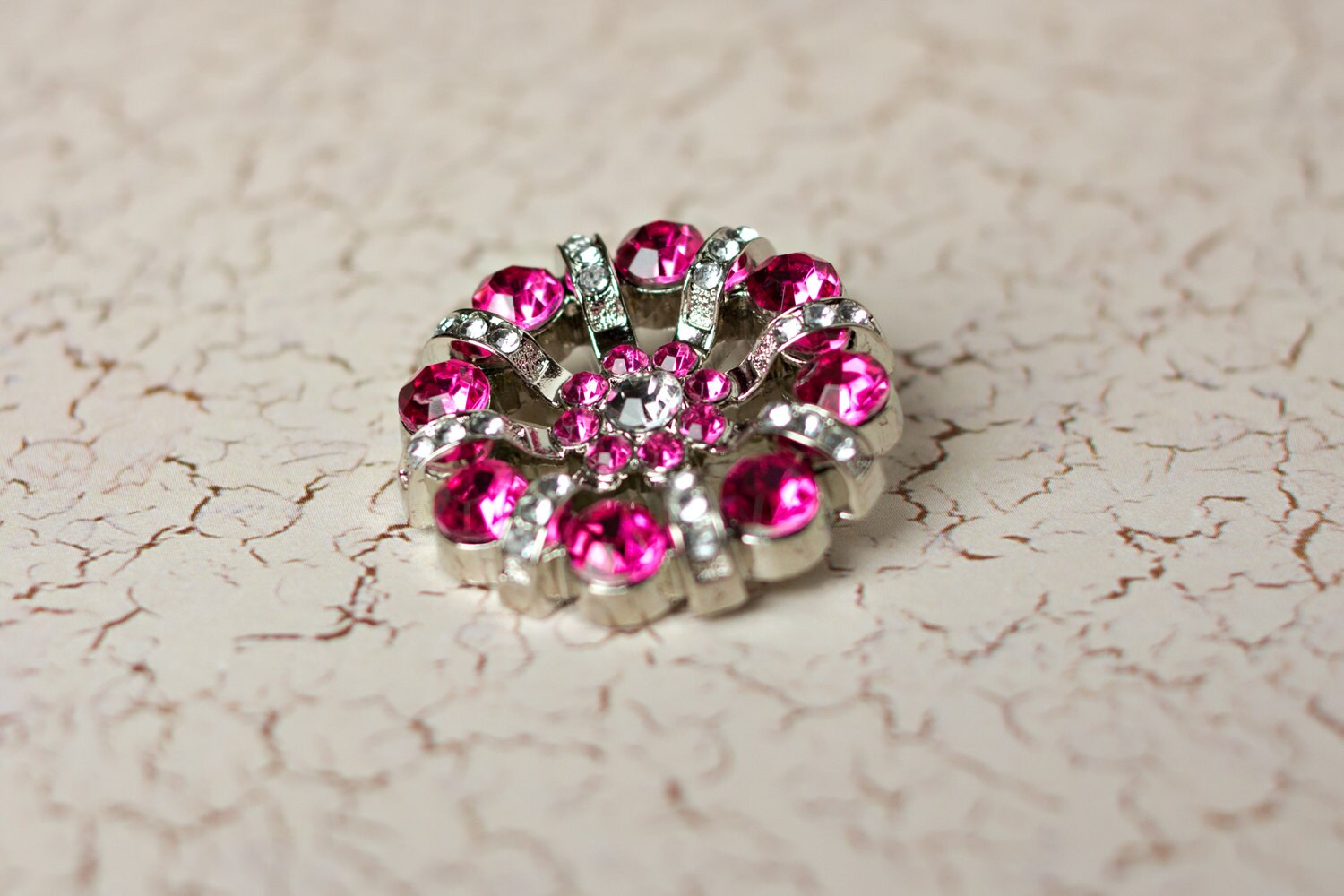5 Rhinestone Buttons Hot Pink/Clear Rhinestone Button Lisa | Etsy