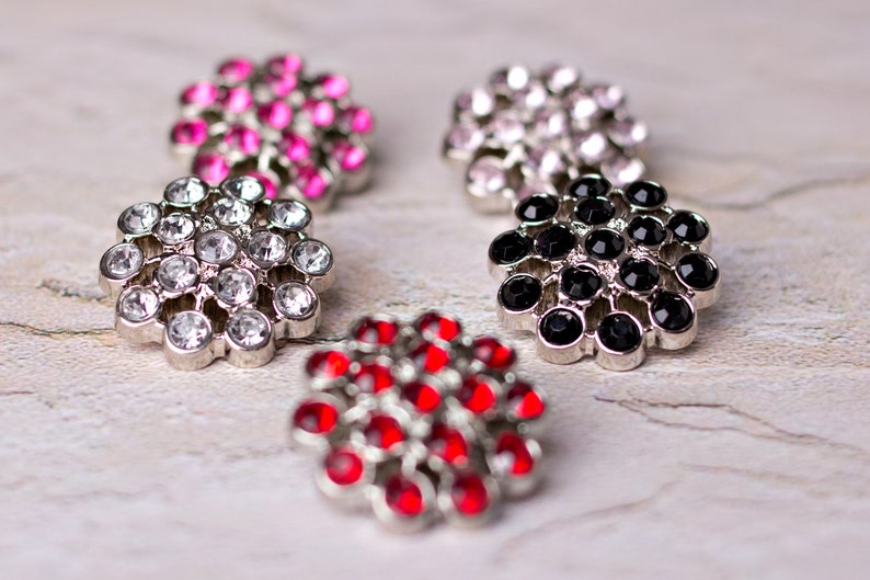 5 Rhinestone Buttons Several Colors Available Abreonn Button 25mm Plastic Buttons Acrylic Buttons image 2