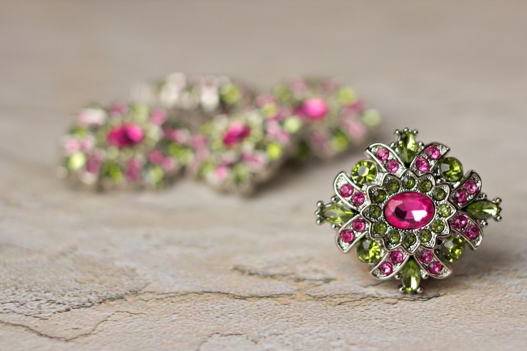24 Stück Schmuckknöpfe Mit Strass & Rosen – Bunte Zierknöpfe Für Näharbeiten Und Deko