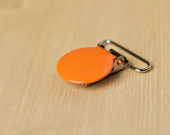 Orange 250 ENAMEL - 1" Clips - Suspender Clips Pacifier Mitten Fabric Dummy Clips LEAD FREE