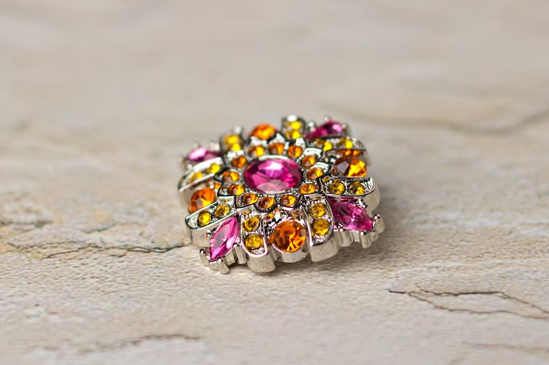 Acrylic Rhinestone Buttons - 5 - Hot Pink/orange/yellow Buttons ...