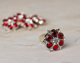 5 Red Rhinestone Buttons Emma Button 25mm Plastic Buttons Acrylic ...