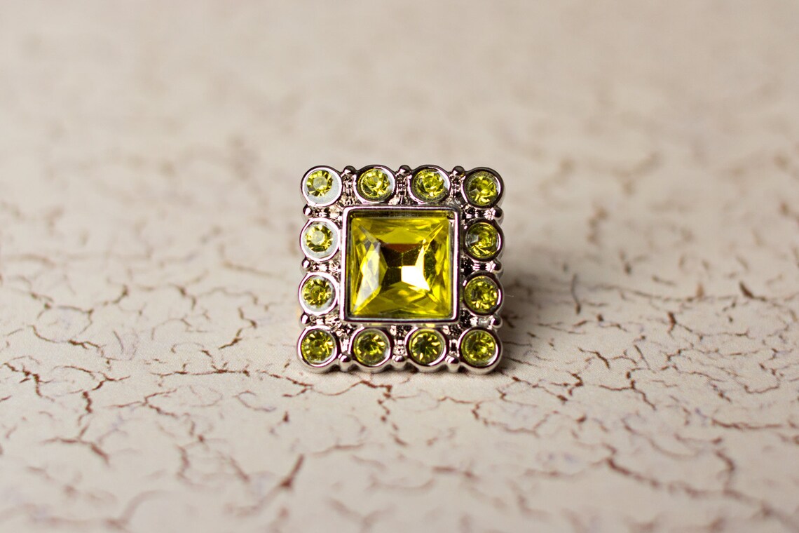 Square Rhinestone Buttons 5 Yellow Buttons Logan Button - Etsy