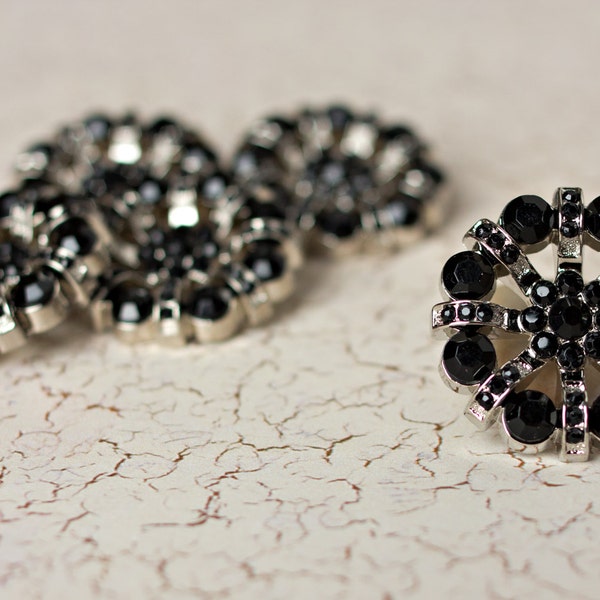 5 Boutons Strass - Bouton Strass Noir - Bouton Lisa - 32mm - Boutons Plastique - Boutons Acrylique