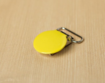 Yellow 250 ENAMEL - New 3/4" - Suspender Clips Pacifier Mitten Fabric Dummy Clips LEAD FREE