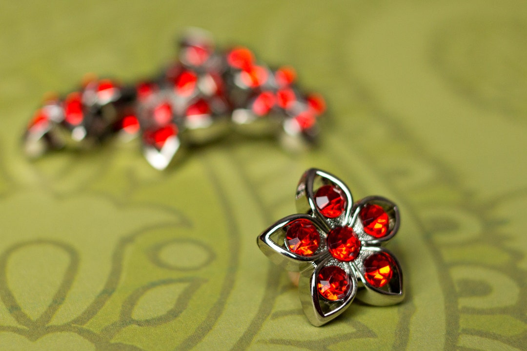 5 Rhinestone Buttons Red Star Buttons Kendall Button 25mm Plastic ...