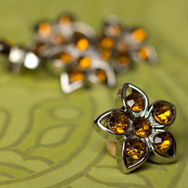 5 Rhinestone Buttons - Amber Star Buttons - Kendall Button - 25mm - Plastic Buttons - Acrylic Buttons