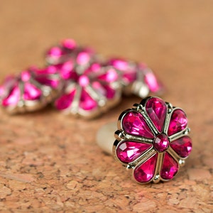 Fuchsia Acrylic Rhinestone Buttons - 5 - Rylie Button - 25mm - Plastic Buttons - Acrylic Buttons