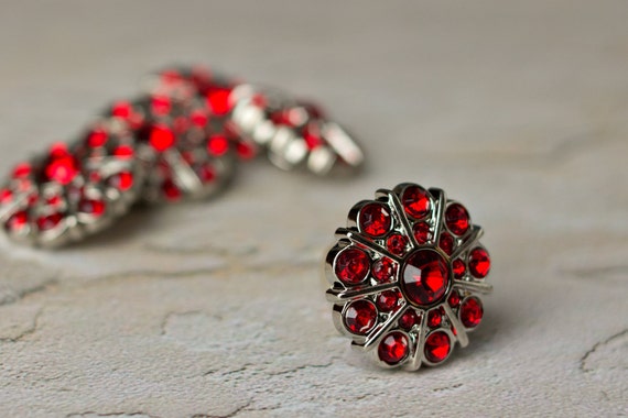 5 Red Rhinestone Buttons Emma Button 25mm Plastic | Etsy