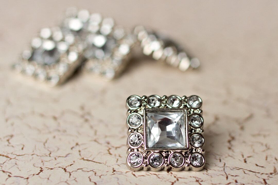 Square Rhinestone Buttons - 5 Clear Buttons - Logan Button - 28mm ...