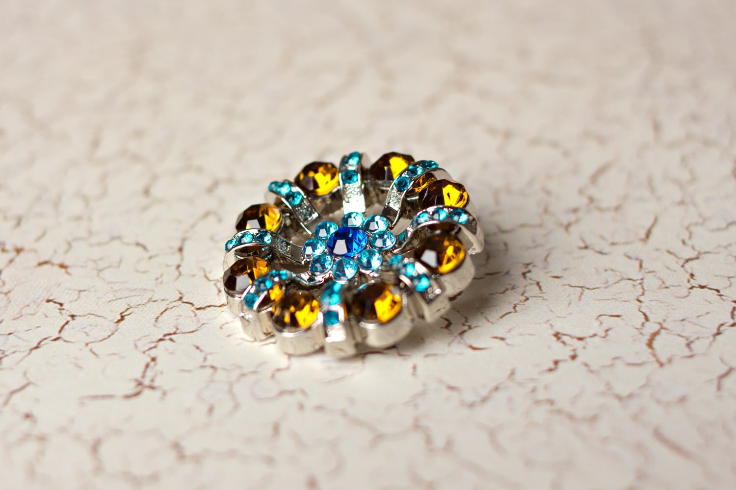 5 Rhinestone Buttons - Teal/turquoise/amber Rhinestone Button - Lisa ...
