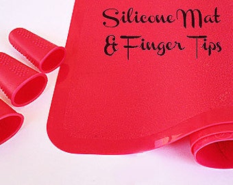 Silicone Finger tips, Finger tips AND Silicone Mat - Shocking Pink