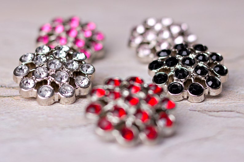 5 Rhinestone Buttons Several Colors Available Abreonn Button 25mm Plastic Buttons Acrylic Buttons image 3