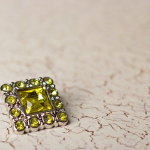 Square Rhinestone Buttons 5 Yellow Buttons Logan Button 28mm Plastic ...