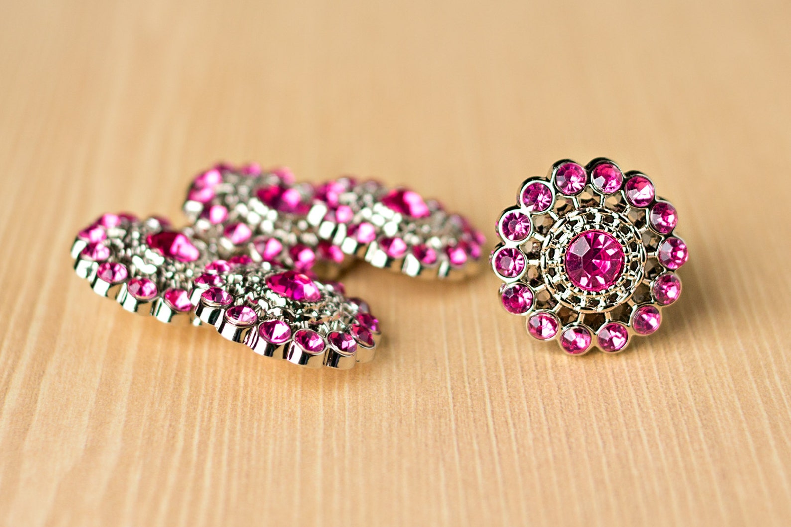 Hot Pink Rhinestone Button 5 Acyrlic Rhinestone Buttons Etsy UK