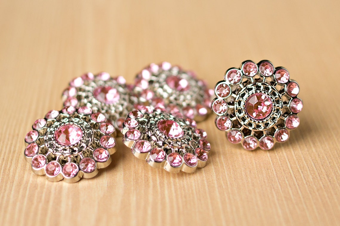 Light Pink Rhinestone Button 5 Acyrlic Rhinestone Buttons Etsy 日本