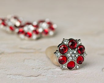5 Red Rhinestone Buttons Emma Button 25mm Plastic Buttons Acrylic ...