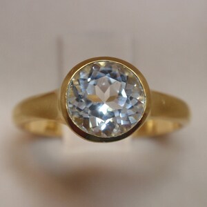 Bague de fiançailles en or et topaze blanche de 7 mm, topaze blanche naturelle de 7 mm, bague décorative alternative diamant en argent sterling et or