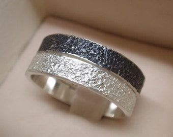 stardust textured unique wedding band set of 2 unisex sterling silver wedding rings - handmade jewelry - for men and women -