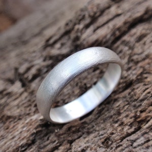 men wedding ring brushed finish wedding band for men or women sterling silver handmade rough brushed finish ring 5mm image 2