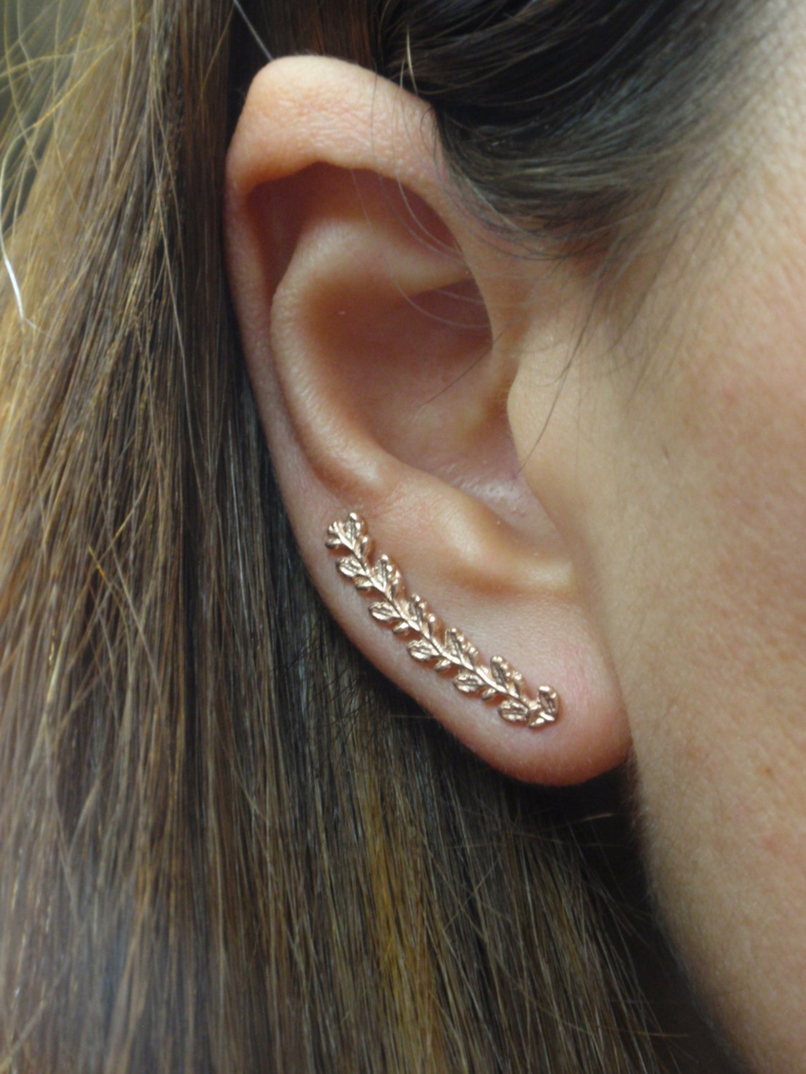 Gold Leaf Cuff Earrings Ear Climbers Yellow Rose Gold Leaves Etsy