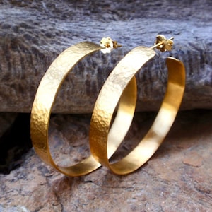 gold hoop earrings hammered large hoops sterling silver 24k gold plated