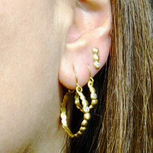 Gold Diamond CZ Hoop Earrings - Seeds of Love Lightweight Medium Hoops ...
