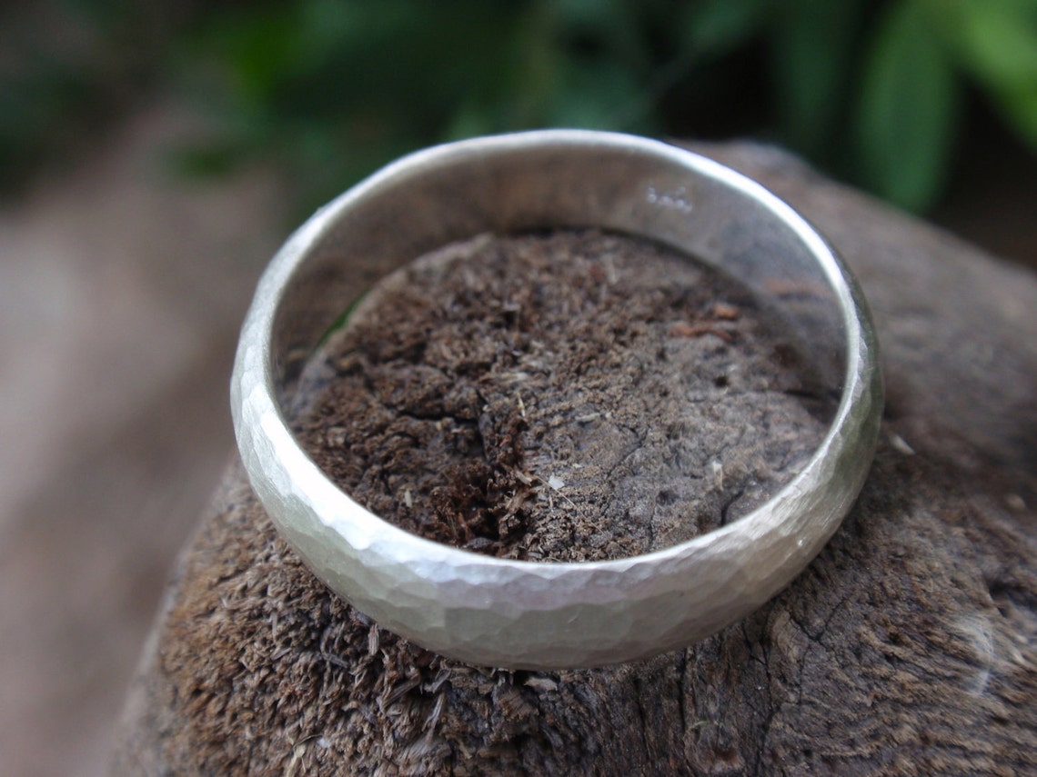 Mens Hammered Wedding Ring Man Wedding Band Ring 5mm Wide Mens Etsy