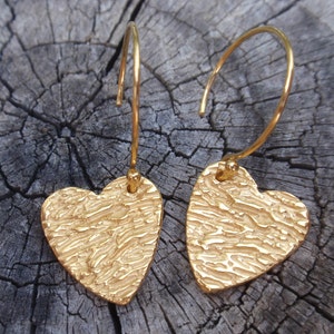 heart earrings gold dangle bridesmaids earrings 24k gold plated sterling silver heart earrings perfect gift for women, mothers gift
