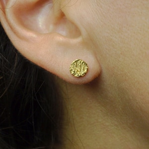 full moon earrings gold circle earrings disc studs 24k gold plated sterling silver post earrings small studs