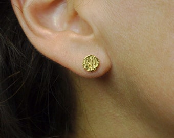 full moon earrings gold circle earrings disc studs 24k gold plated sterling silver post earrings small studs