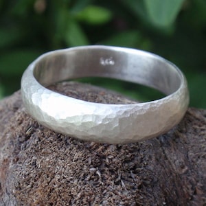 メンズ ハンマー加工 結婚指輪 男性用 結婚指輪 リング 幅5mm メンズリング スターリングシルバー メンズギフト リサイクルジュエリー テクスチャードリング サイズ3～16