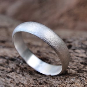 men wedding ring brushed finish wedding band for men or women sterling silver handmade rough brushed finish ring 5mm image 1