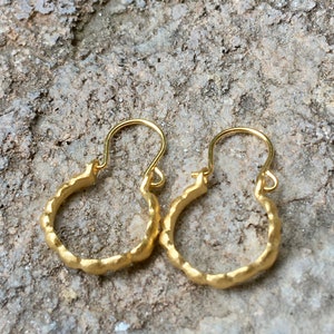 Yellow Gold Diamond CZ Hoop Earrings 14k solid gold or 24k Gold Plated Small Hoops Perfect for Everyday Wear Bridal Earrings Gift for Moms image 4