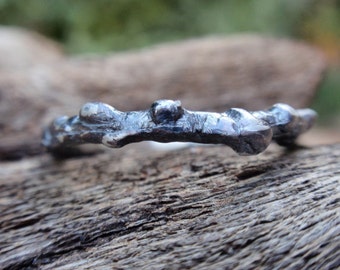 oxidized sterling silver branch ring twig nature inspired jewelry stacking ring gift for men and women succulent jewelry made to order