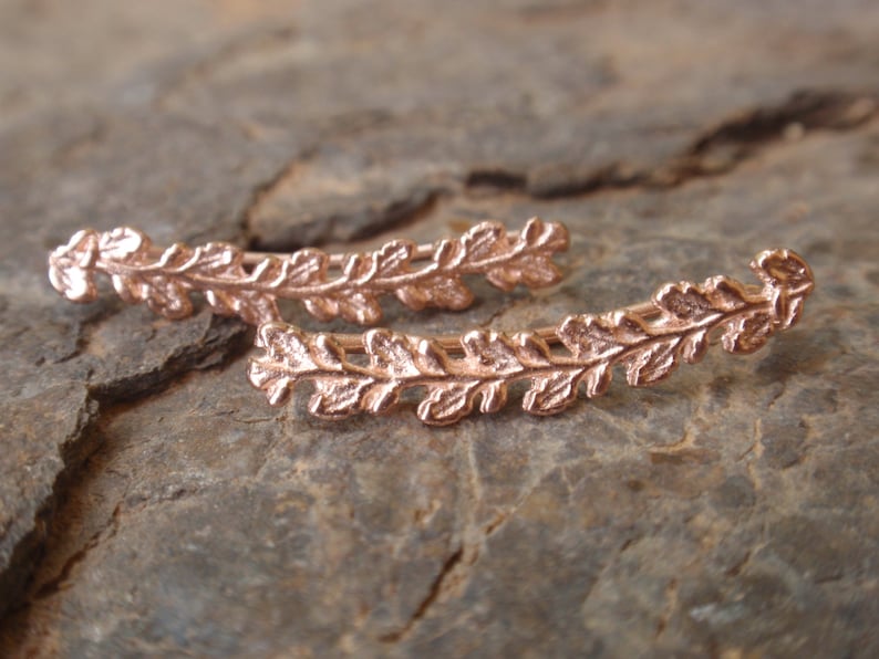 Gold Leaf Cuff Earrings Ear Climbers Yellow Rose Gold Leaves Etsy