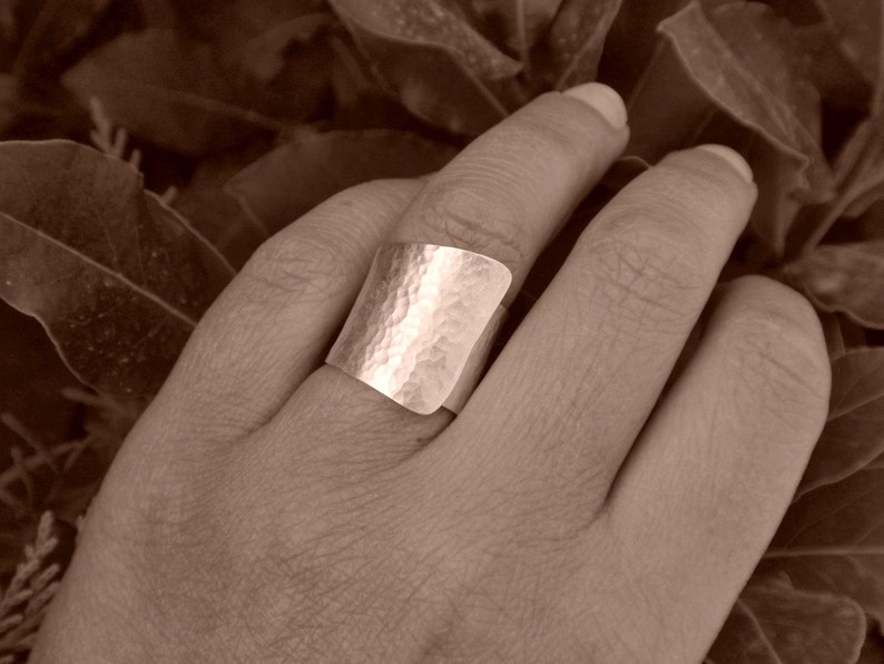 gold hammered ring, statement ring, wrap ring, 24k gold plated sterling silver wide ring, handmade, fall statement ring, made to order image 5