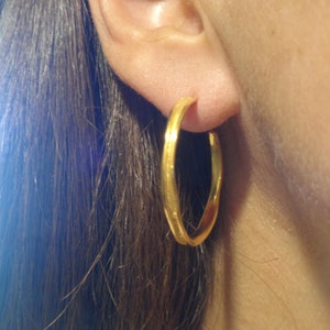 gold hoop earrings 24k gold plated sterling silver hoop earrings handmade channel shaped hoop earrings post earrings everyday wear jewelry image 10