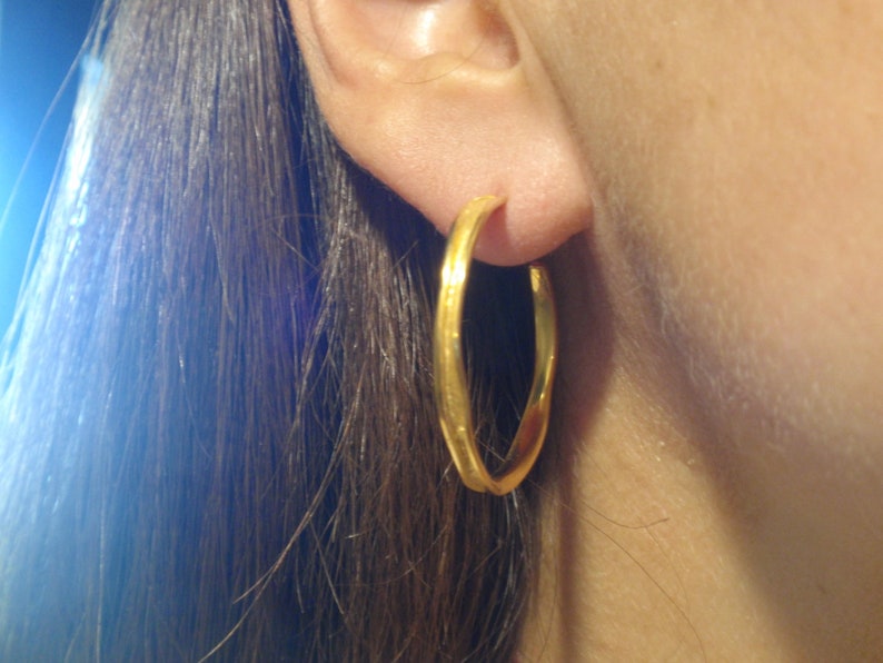 gold hoop earrings 24k gold plated sterling silver hoop earrings handmade channel shaped hoop earrings post earrings everyday wear jewelry image 10