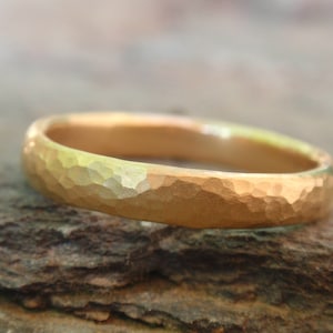 sterling silver 24k gold plated ring - 3mm - hammered - handmade ring - made to order