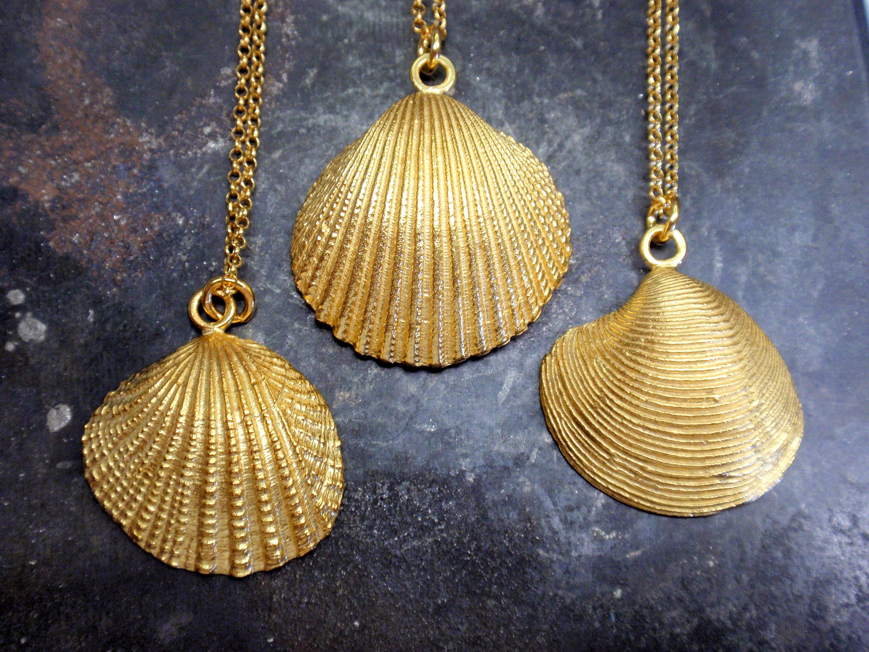 Collana Con Ciondolo A Conchiglia Dorata, Gioiello Estate Spiaggia, Girocollo Donna Elegante E Fashion