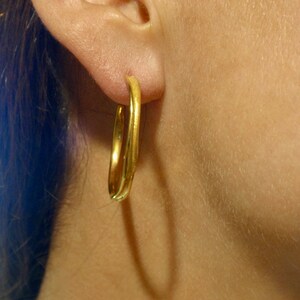 gold hoop earrings 24k gold plated sterling silver hoop earrings handmade channel shaped hoop earrings post earrings everyday wear jewelry image 8