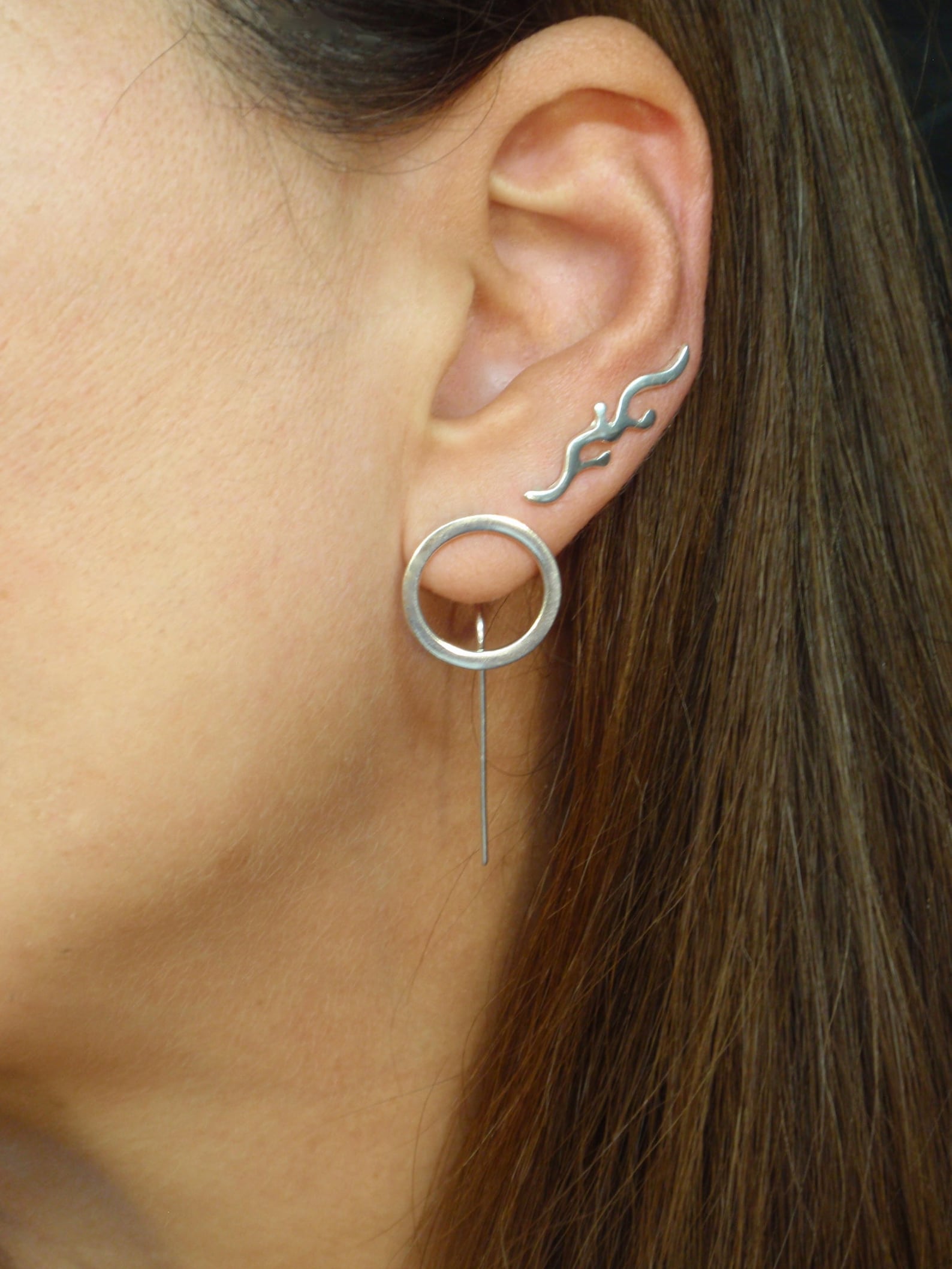 Crystal Bar Set Post Hoop Earring - Gold main image 1