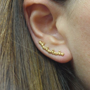crown earrings, gold crown ear climbers, ear crawlers rose yellow gold sterling silver crown cuff earrings, ear pins cuffs bridesmaid gift