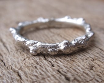 handmade sterling silver branch ring - twig jewelry - stacking ring - made to order