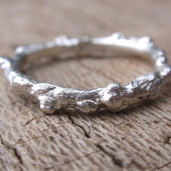 handmade sterling silver branch ring - twig jewelry - stacking ring - made to order